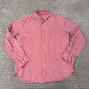 J Crew Long Sleeve Button Down Men's Shirt, Classic, Light pink/Polka Dots, M